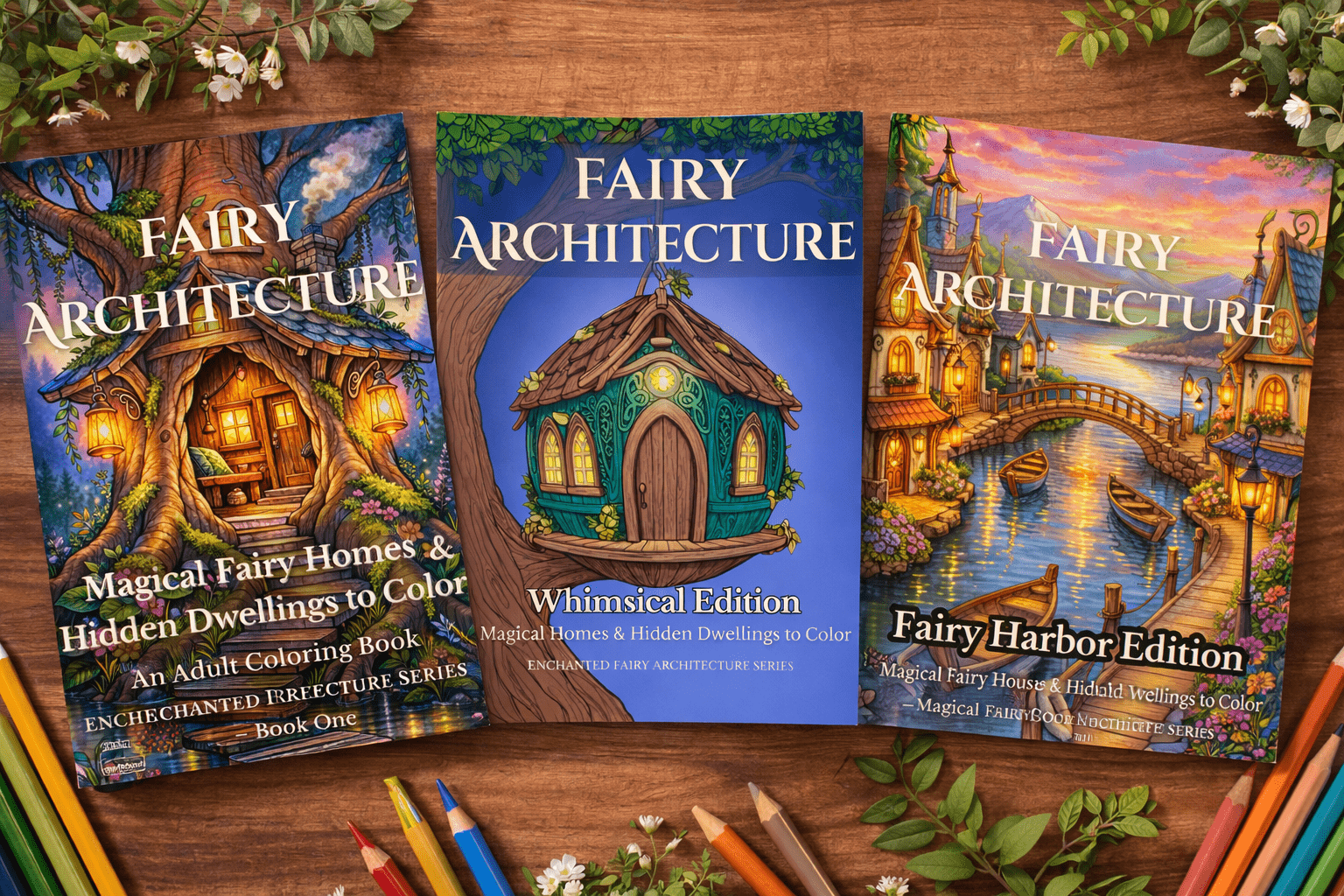 Fairy Architecture adult coloring book series