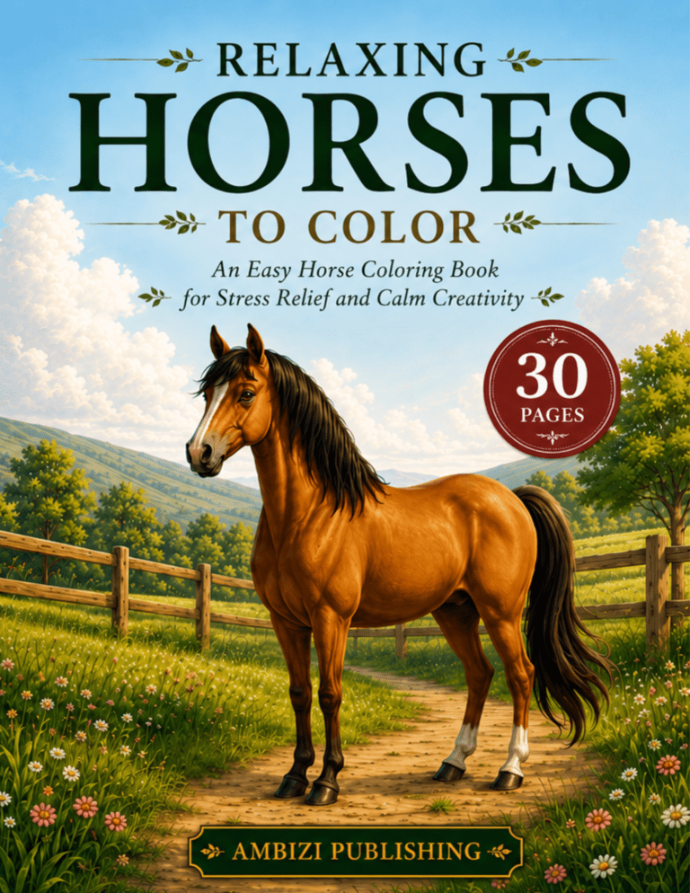 Relaxing Horses To Color book cover
