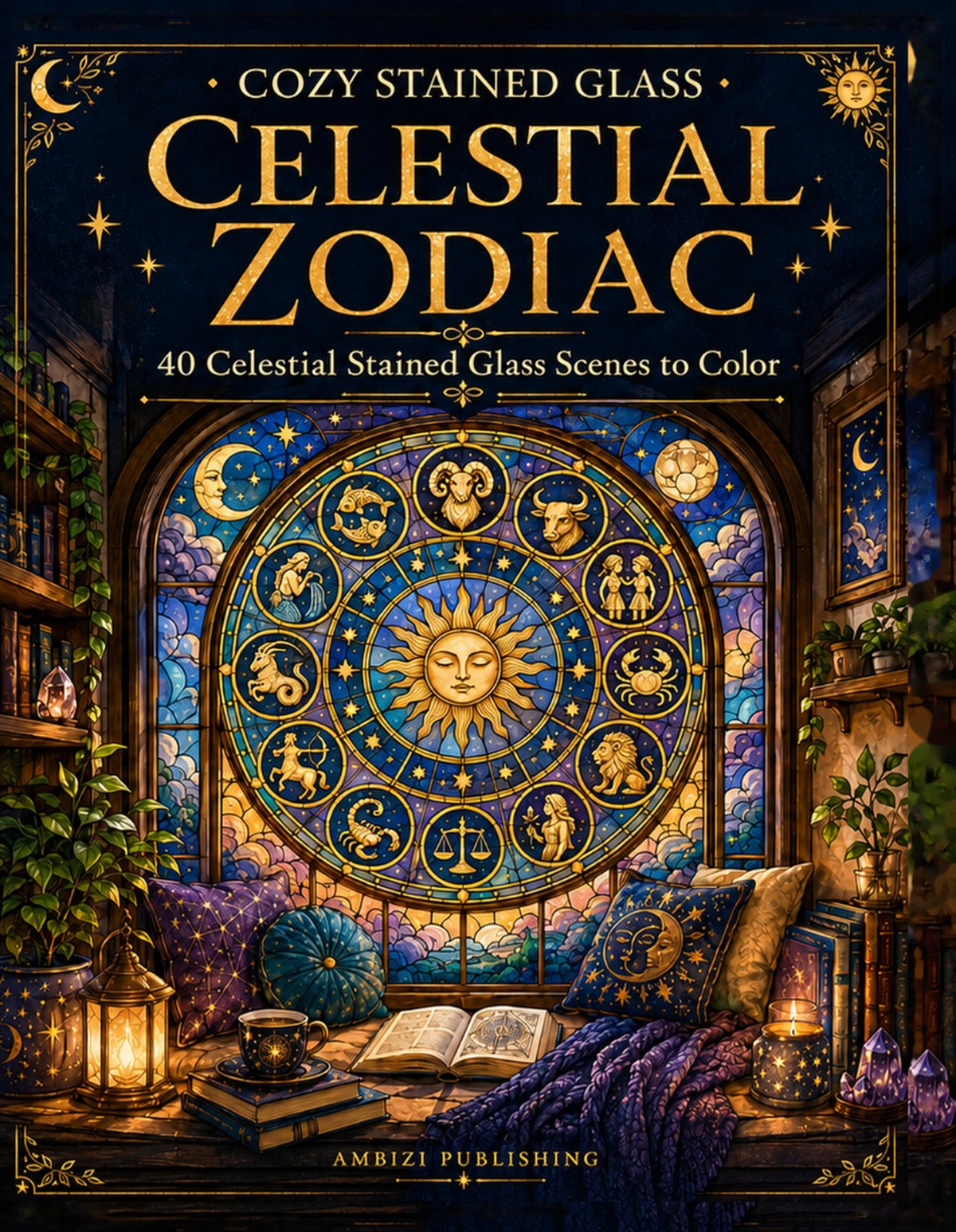 Cozy Stained Glass: Celestial Zodiac book cover